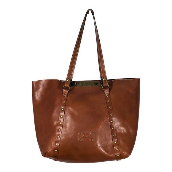 Patricia Nash Benvenuto Heritage Tote Tan Leather Shoulder Bag Turn Lock Closure - Picture 1 of 10
